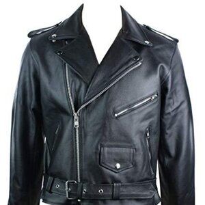 Men’s Black Classic Durable Cowhide Leather Motorcycle Jacket